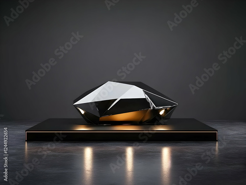 3D Render of a Faceted Blac...