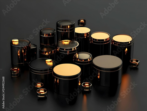 3D Render of Black and Gold...