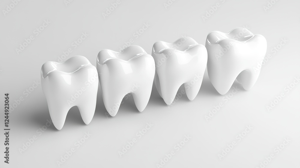 3D Teeth in a Row on Light Gray Background. Ideal for Dental and Medical Themes 3D Teeth in a Row on Light Gray Background. Ideal for Dental and Medical Themes
