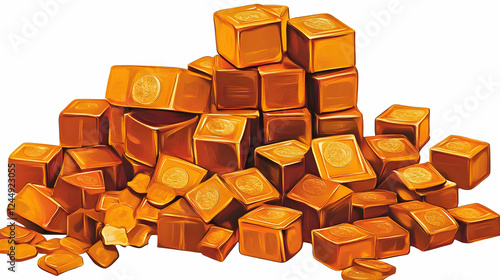 Stack of Golden Caramel Cub...