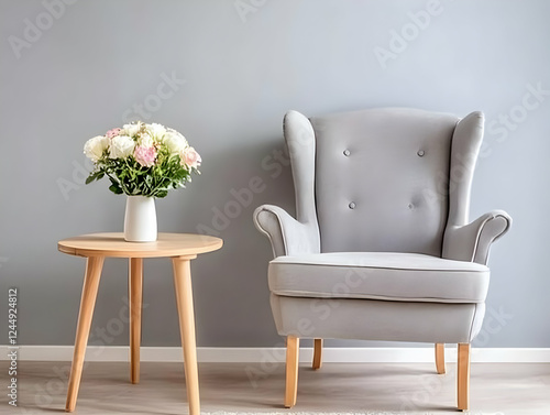 Elegant Gray Armchair with ...