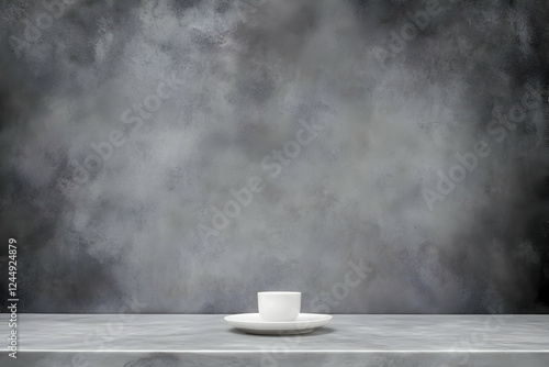 White Cup Sits on Marble Co...