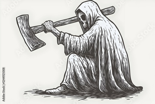 Hooded Figure Holds Axe: Mo...