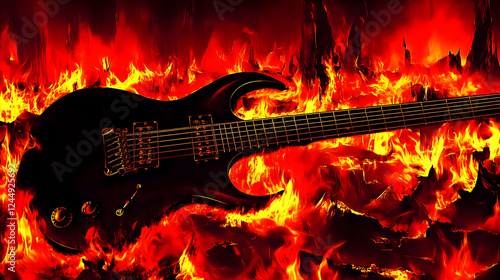 Black Electric Guitar Engul...