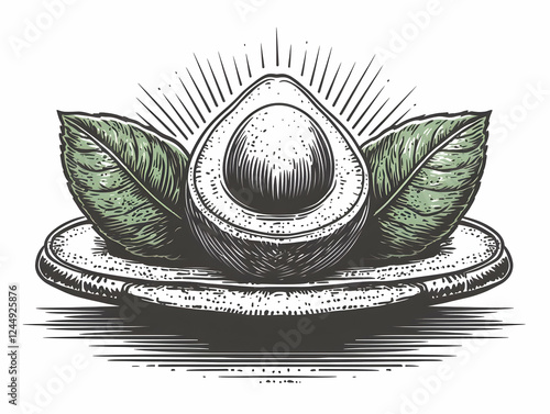 Vintage Avocado Illustratio...