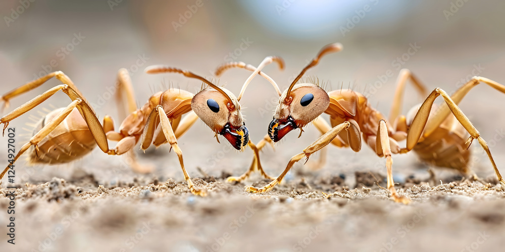 Fototapeta premium Ant colony building anthill.