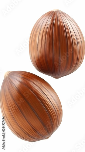 Two Realistic Hazelnuts Iso...