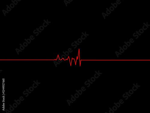 Red Lifeline Pulse Blip Represents Vitality on Black Background Abstract Illustration. photo