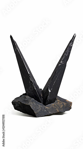 Two Glossy Black Crystal Po...