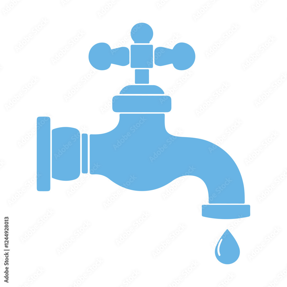 Blue Illustration of Water Tap With Dripping Drop for Environmental Themes
Blue Illustration of Water Tap With Dripping Drop for Environmental Themes