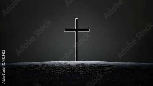 A Cross Stands on a Sparkli...