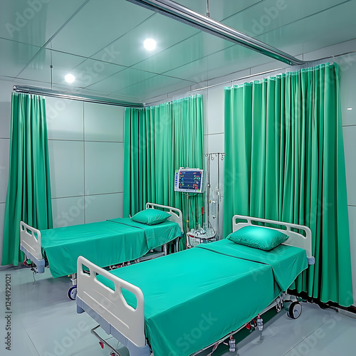 Two Empty Hospital Beds Sta...