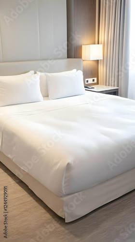 White Bed with Pillows and ...