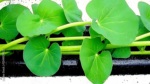Green leaves thrive on blac...