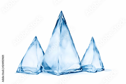 Three Translucent Blue Ice ...