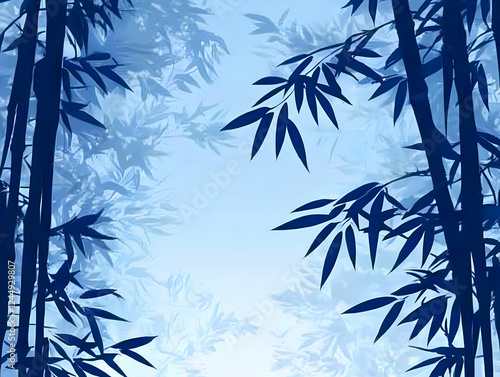 Blue Bamboo Forest Illustra...