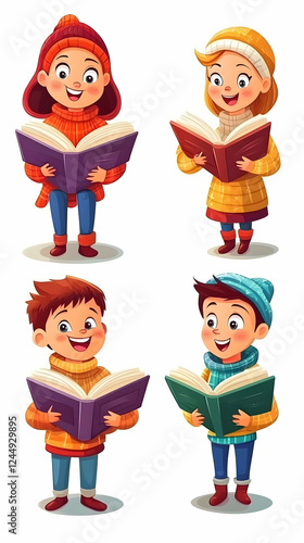 Four Cheerful Children Read...