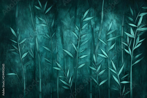 Teal Bamboo Forest Painting...