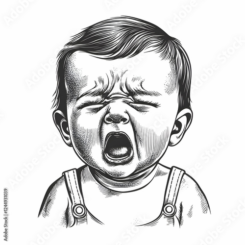 Vintage Illustration of Cry...