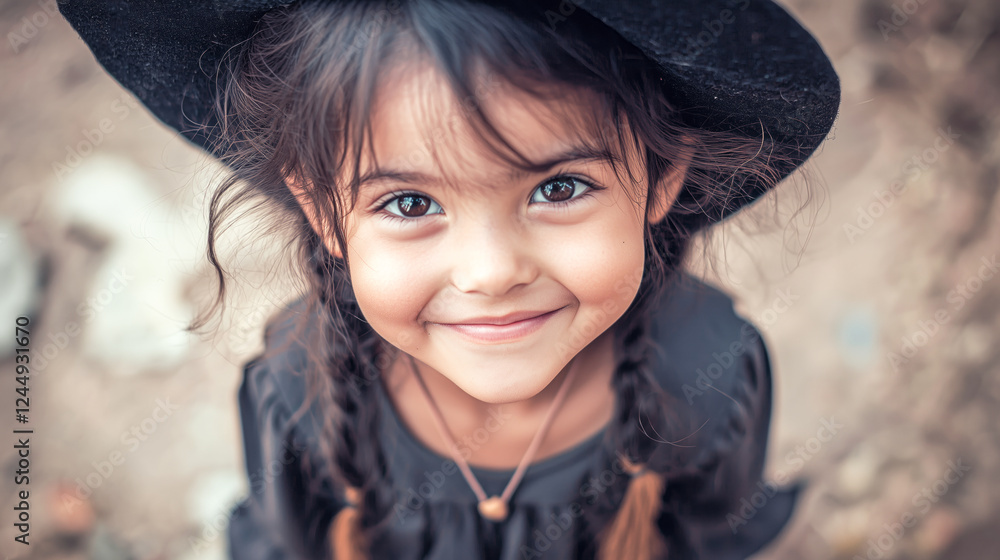 Halloween Witch Costume: Happy Laughing Girl. Halloween Witch Costume: Happy Laughing Girl.