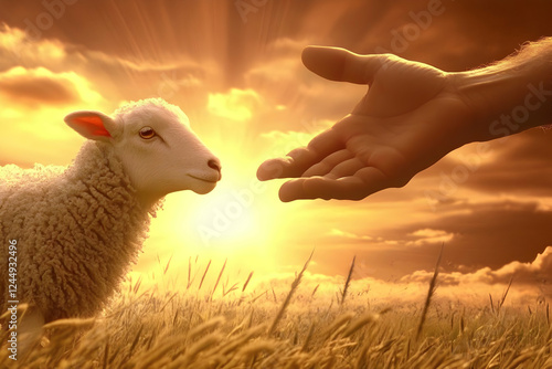 A Lamb Looks at a Reaching ...