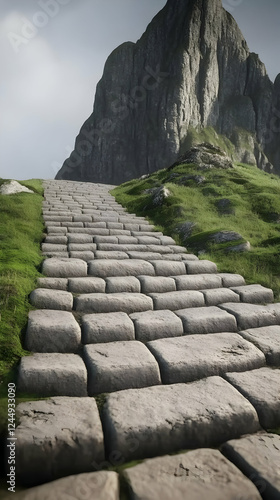 Stone steps ascend towards ...