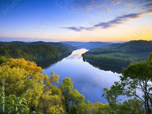 Serene River Winds Through ...