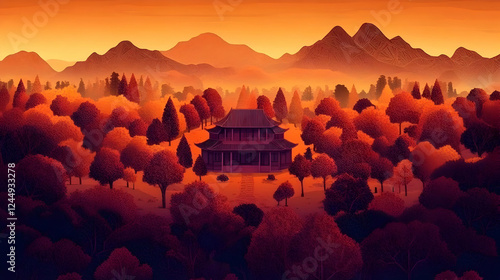 Serene Pagoda Nestled in Au...