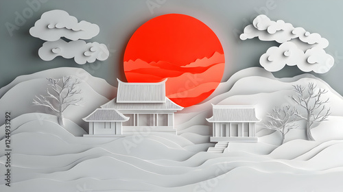 3D Paper Cut Landscape Feat...