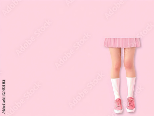 Legs in Pink Pleated Skirt,...