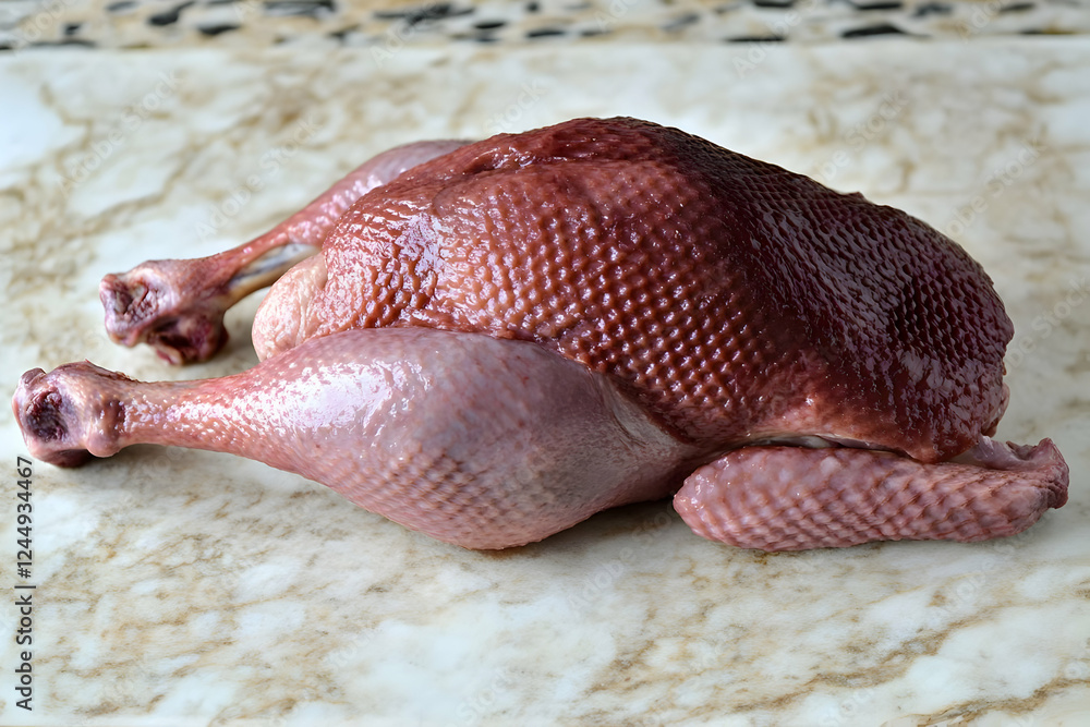 Obraz premium Raw poultry kitchen counter preparation cooking