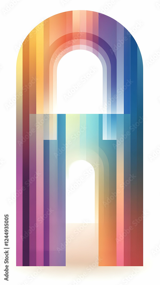 Colorful Abstract Archway Illustration with Vertical Stripes Creates a Vibrant Visual. Colorful Abstract Archway Illustration with Vertical Stripes Creates a Vibrant Visual.