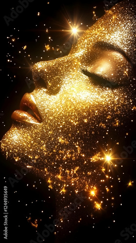 Golden Glamour: Woman's Fac...
