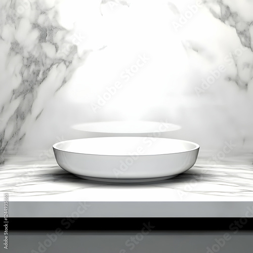 Empty white bowl on marble ...