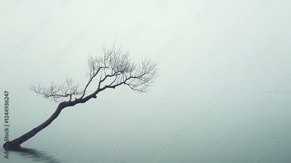 Tree Branch Leaning Towards the Water. A Quiet and Peaceful Scene. Perfect for Nature and Serenity Themes Tree Branch Leaning Towards the Water. A Quiet and Peaceful Scene. Perfect for Nature and Serenity Themes
