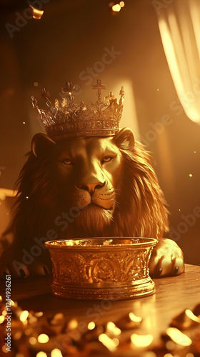 Majestic Golden Lion King W...