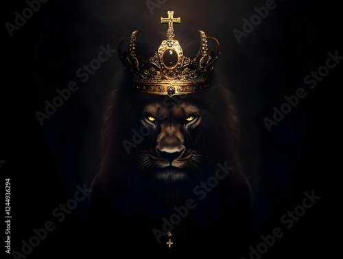 Majestic Lion Wears a Golde...