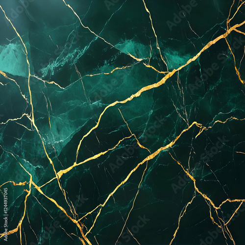 Dark Green Marble with Gold...