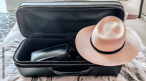Black Suitcase Open with Pi...