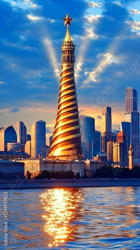 Golden Spiral Tower Rises A...