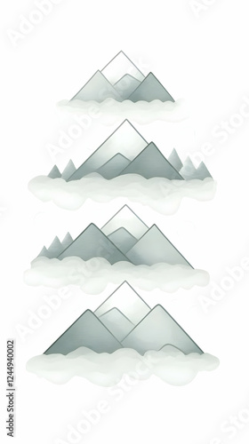Four Sets of Stylized Mount...