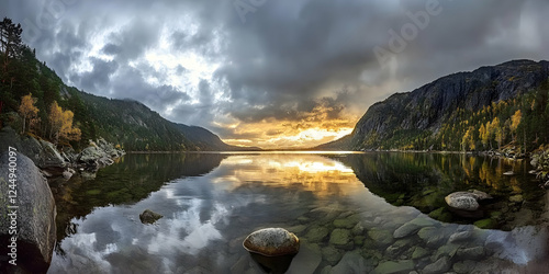 Golden Sunset Reflects Beau...