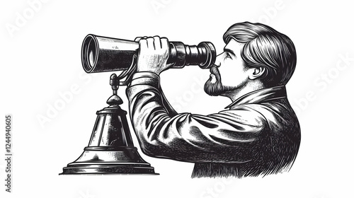 Man Observes the Horizon Th...