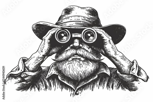 Bearded Man in Hat Looks Th...