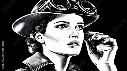 Stylish Woman in Goggles an...