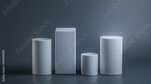 Four White Geometric Shapes...