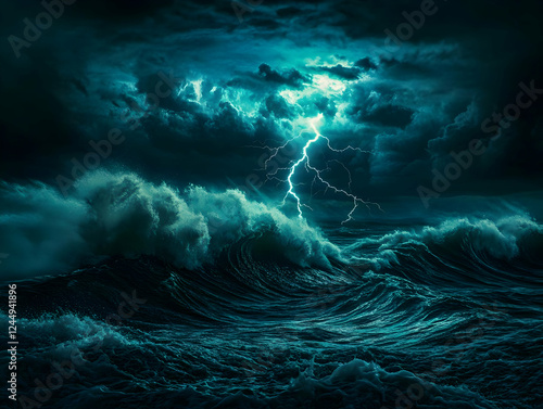 Lightning strikes the ocean...