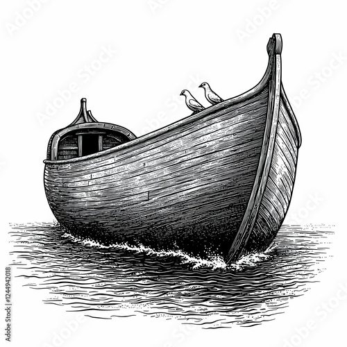 Vintage Wooden Boat Sailing...