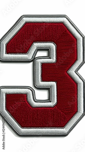 Embroidered Number Three Pa...