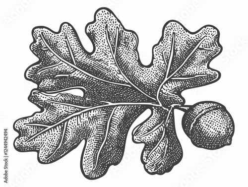 Detailed Oak Leaf and Acorn...